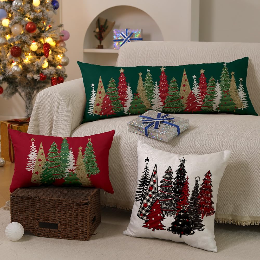 DFXSZ Christmas Pillow Covers 18x18 Inch Set of 2 Christmas Tree Decorative Green Throw Pillows Winter Christmas Decor for Home Couch TH-50B18 - Grand Goldman
