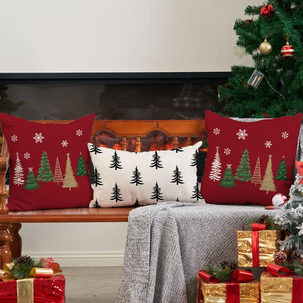 DFXSZ Christmas Pillow Covers 18x18 Inch Set of 2 Christmas Tree Decorative Green Throw Pillows Winter Christmas Decor for Home Couch TH-50B18 - Grand Goldman