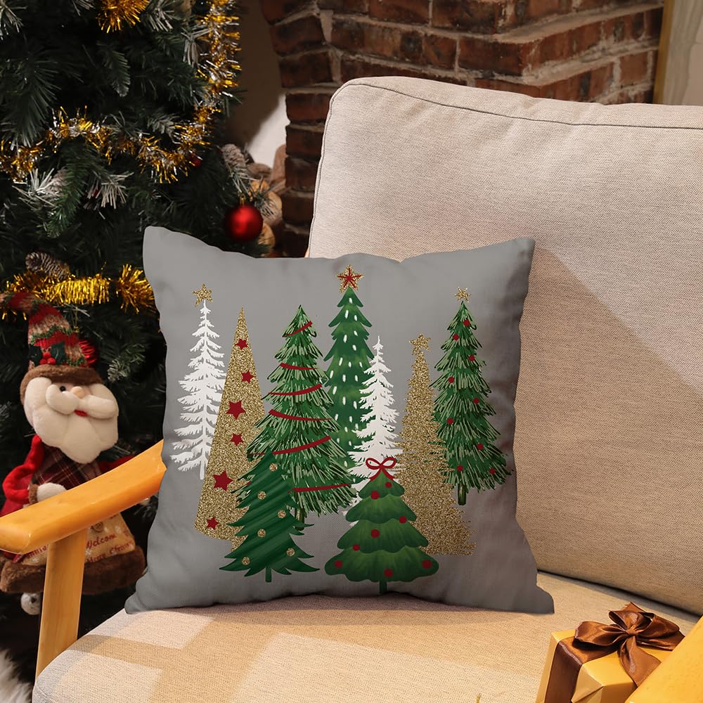 DFXSZ Christmas Pillow Covers 18x18 Inch Set of 2 Christmas Tree Decorative Green Throw Pillows Winter Christmas Decor for Home Couch TH-50B18 - Grand Goldman