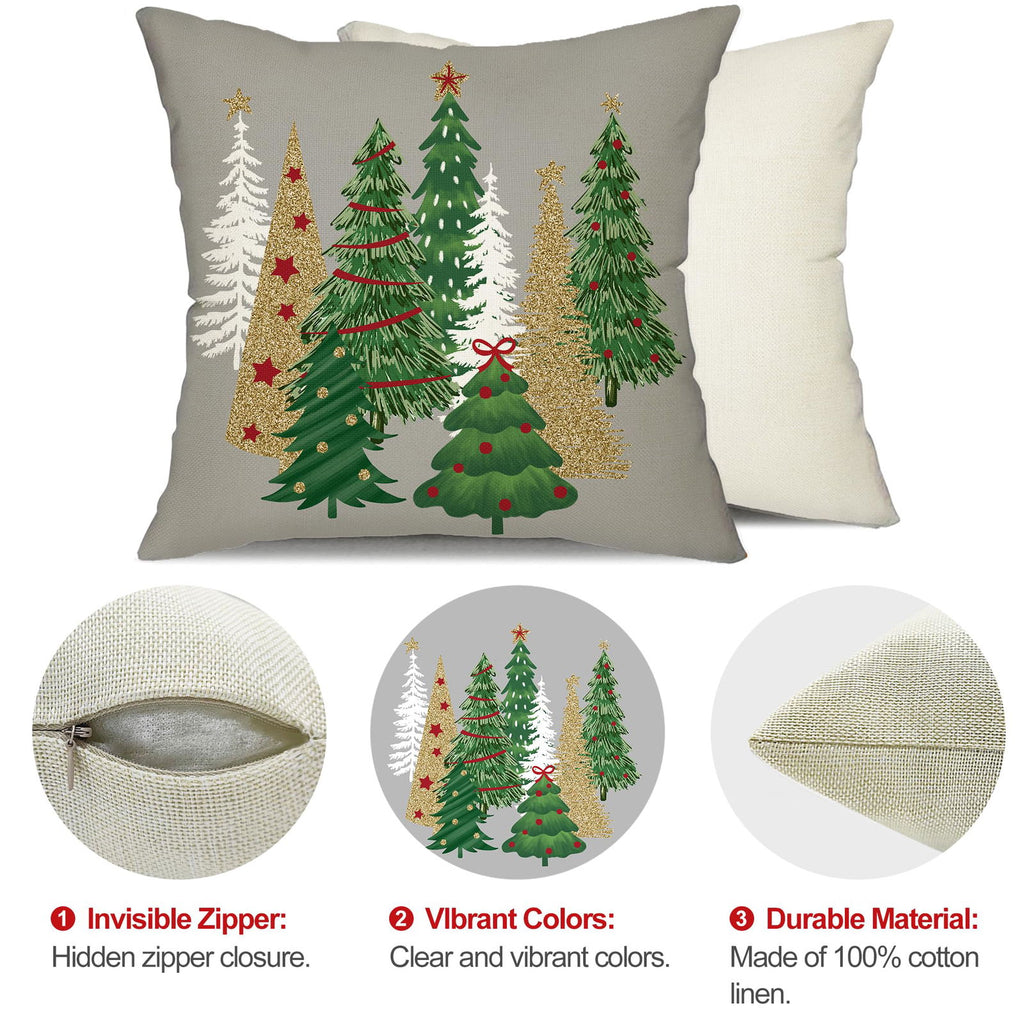 DFXSZ Christmas Pillow Covers 18x18 Inch Set of 2 Christmas Tree Decorative Green Throw Pillows Winter Christmas Decor for Home Couch TH-50B18 - Grand Goldman