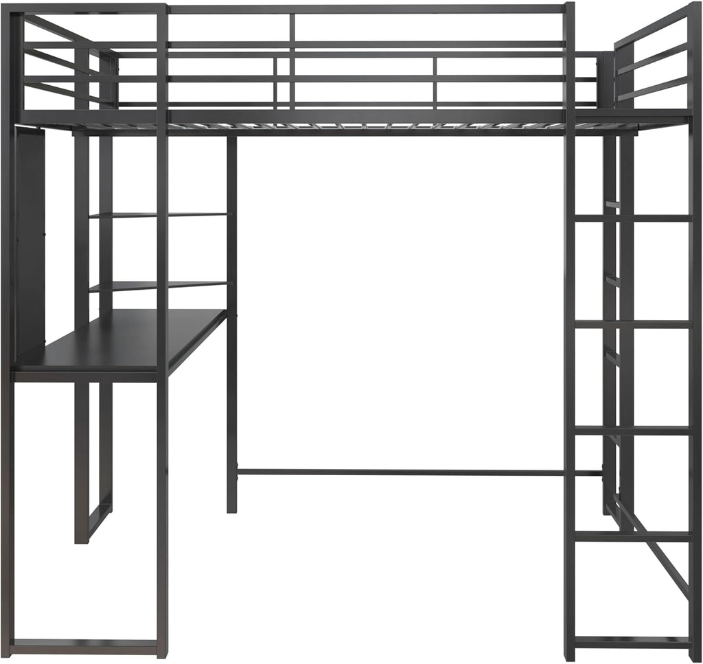 DHP Abode Full Size Metal Loft Bed, Black - Grand Goldman