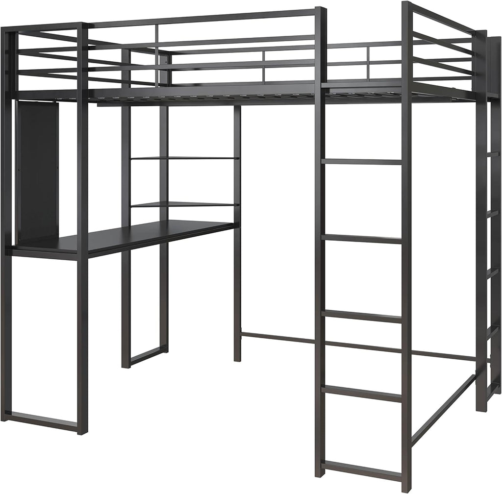 DHP Abode Full Size Metal Loft Bed, Black - Grand Goldman