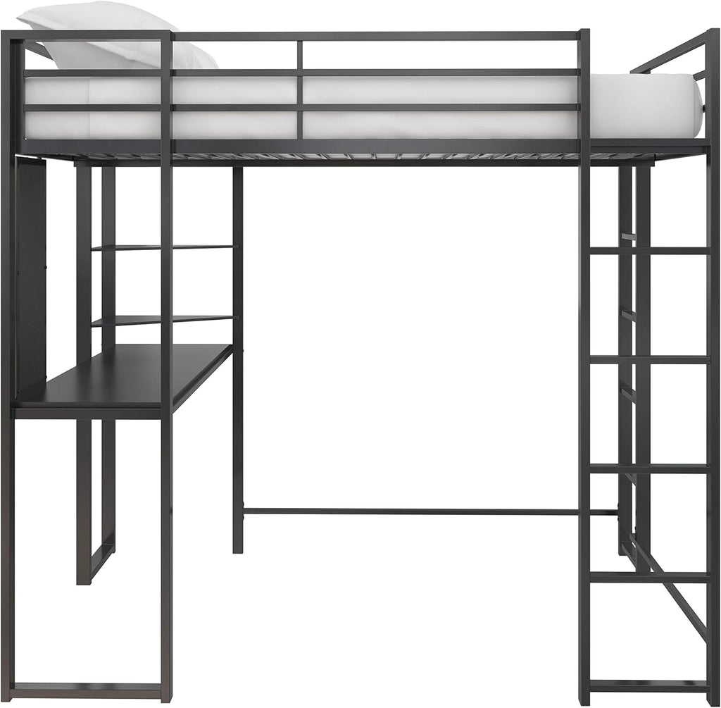DHP Abode Full Size Metal Loft Bed, Black - Grand Goldman