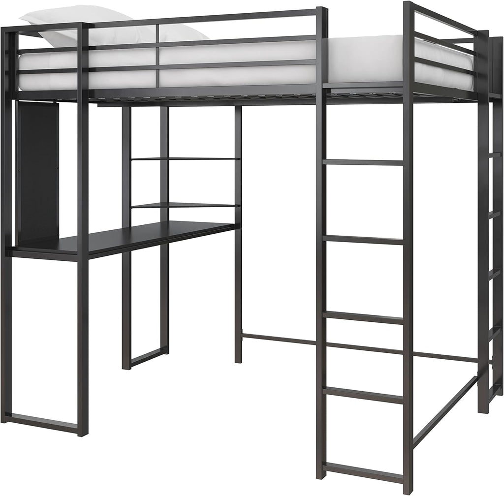 DHP Abode Full Size Metal Loft Bed, Black - Grand Goldman