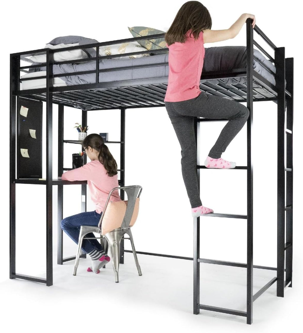 DHP Abode Full Size Metal Loft Bed, Black - Grand Goldman