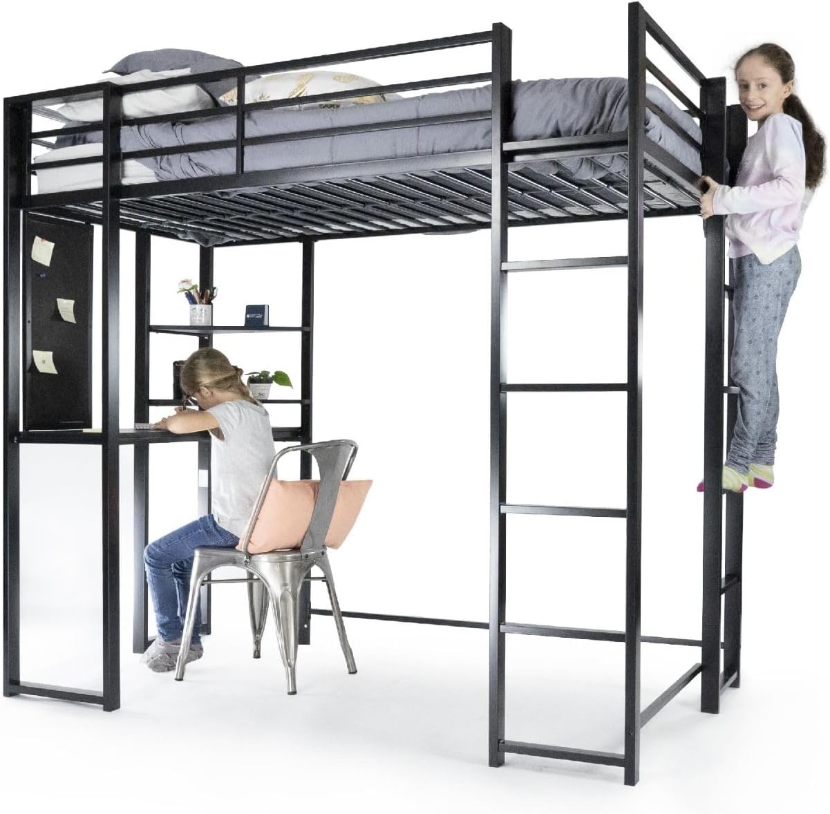 DHP Abode Full Size Metal Loft Bed, Black - Grand Goldman