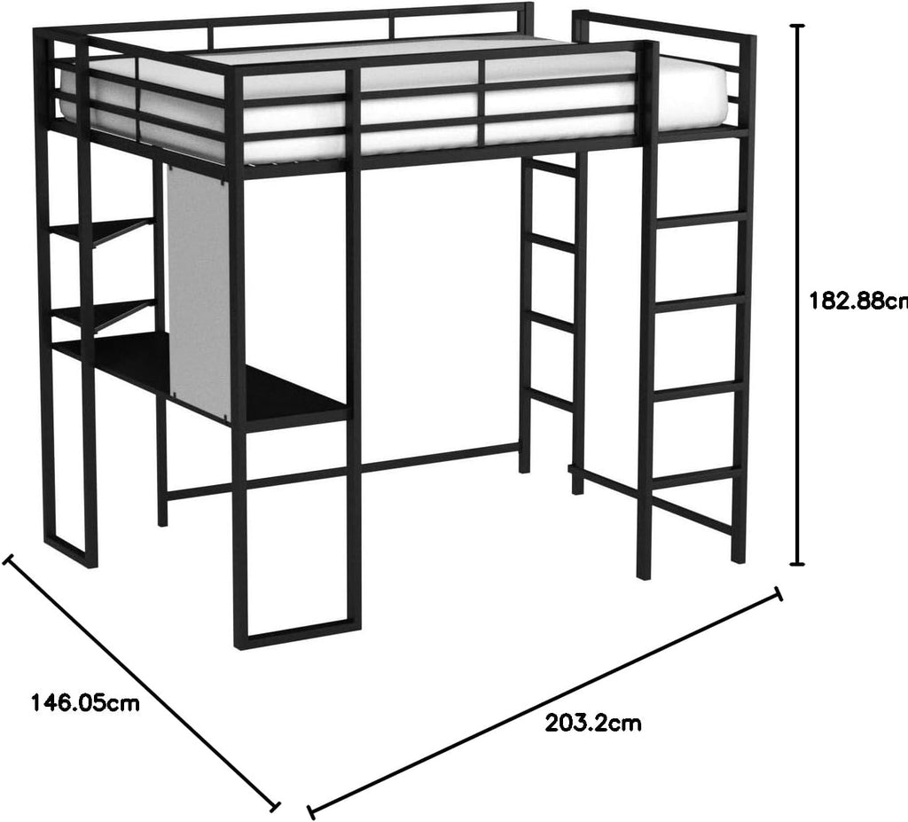 DHP Abode Full Size Metal Loft Bed, Black - Grand Goldman