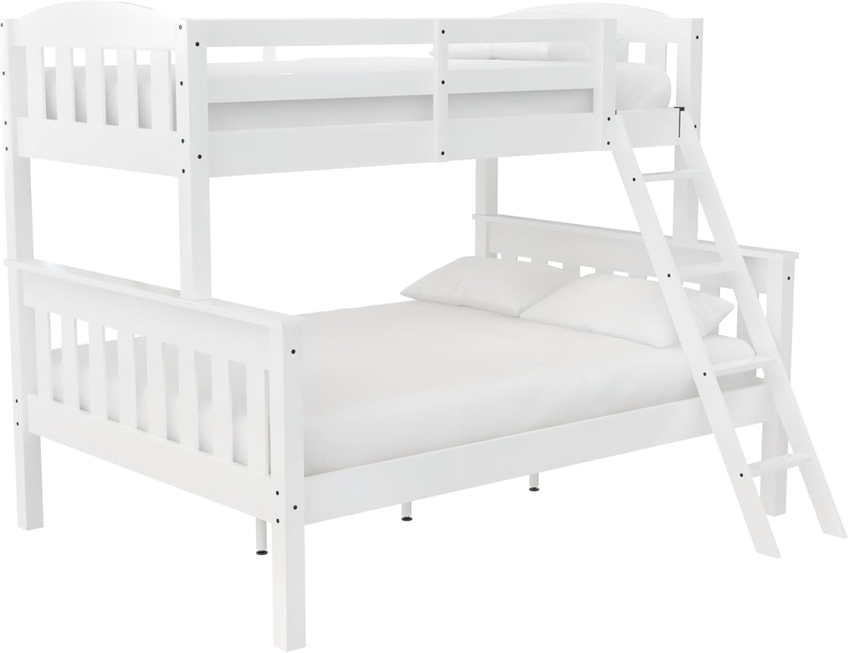 DHP Airlie Convertible Wood Bunk Bed, Stackable and Detachable Bed Frames for Kids and Teens, with Angled Ladder, High Guardrail, Wood Slats, No Boxspring Required, Twin-Over-Full, Espresso - Grand Goldman