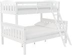 DHP Airlie Convertible Wood Bunk Bed, Stackable and Detachable Bed Frames for Kids and Teens, with Angled Ladder, High Guardrail, Wood Slats, No Boxspring Required, Twin-Over-Full, Espresso - Grand Goldman