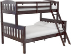 DHP Airlie Convertible Wood Bunk Bed, Stackable and Detachable Bed Frames for Kids and Teens, with Angled Ladder, High Guardrail, Wood Slats, No Boxspring Required, Twin-Over-Full, Espresso - Grand Goldman