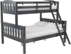 DHP Airlie Convertible Wood Bunk Bed, Stackable and Detachable Bed Frames for Kids and Teens, with Angled Ladder, High Guardrail, Wood Slats, No Boxspring Required, Twin-Over-Full, Espresso - Grand Goldman