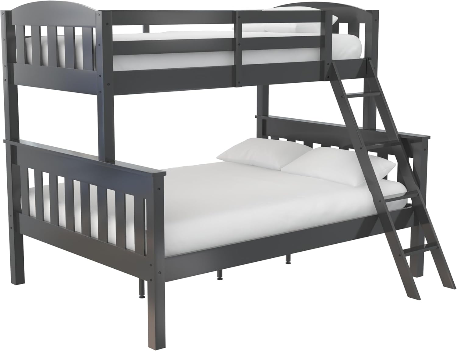 DHP Airlie Convertible Wood Bunk Bed, Stackable and Detachable Bed Frames for Kids and Teens, with Angled Ladder, High Guardrail, Wood Slats, No Boxspring Required, Twin-Over-Full, Espresso - Grand Goldman