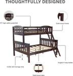 DHP Airlie Convertible Wood Bunk Bed, Stackable and Detachable Bed Frames for Kids and Teens, with Angled Ladder, High Guardrail, Wood Slats, No Boxspring Required, Twin-Over-Full, Espresso - Grand Goldman