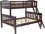 DHP Airlie Convertible Wood Bunk Bed, Stackable and Detachable Bed Frames for Kids and Teens, with Angled Ladder, High Guardrail, Wood Slats, No Boxspring Required, Twin-Over-Full, Espresso - Grand Goldman