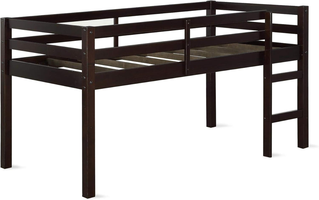 DHP Milton Twin Loft Bed, Space Saving Design, Solid Pine Wood, White Finish - Grand Goldman