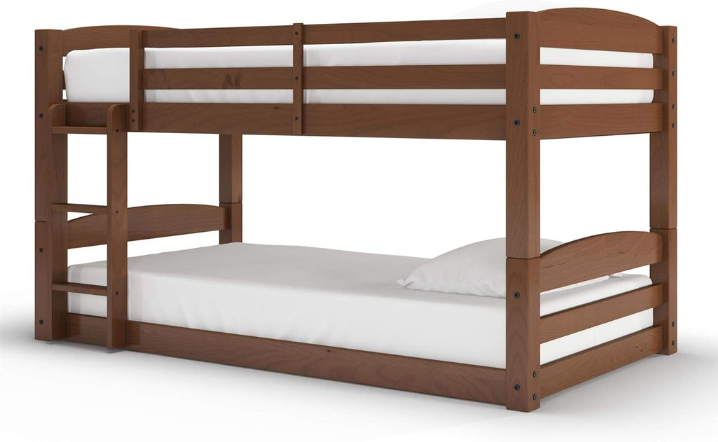 DHP Sierra Twin Bunk Bed, Mocha Finish, Solid Wood Construction, Small Space Living Approved - Grand Goldman