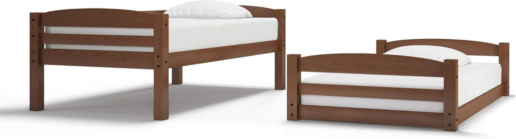 DHP Sierra Twin Bunk Bed, Mocha Finish, Solid Wood Construction, Small Space Living Approved - Grand Goldman