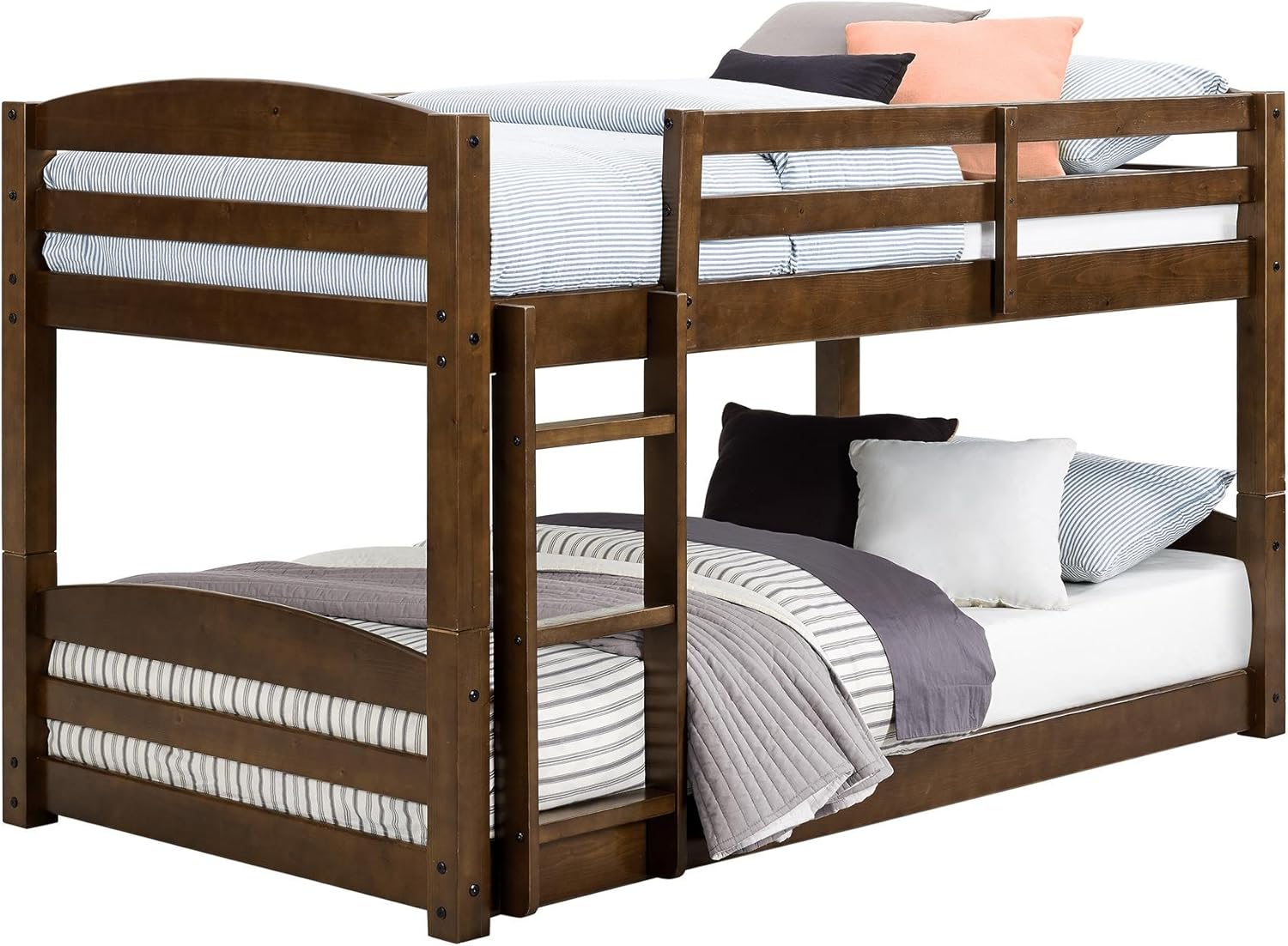 DHP Sierra Twin Bunk Bed, Mocha Finish, Solid Wood Construction, Small Space Living Approved - Grand Goldman