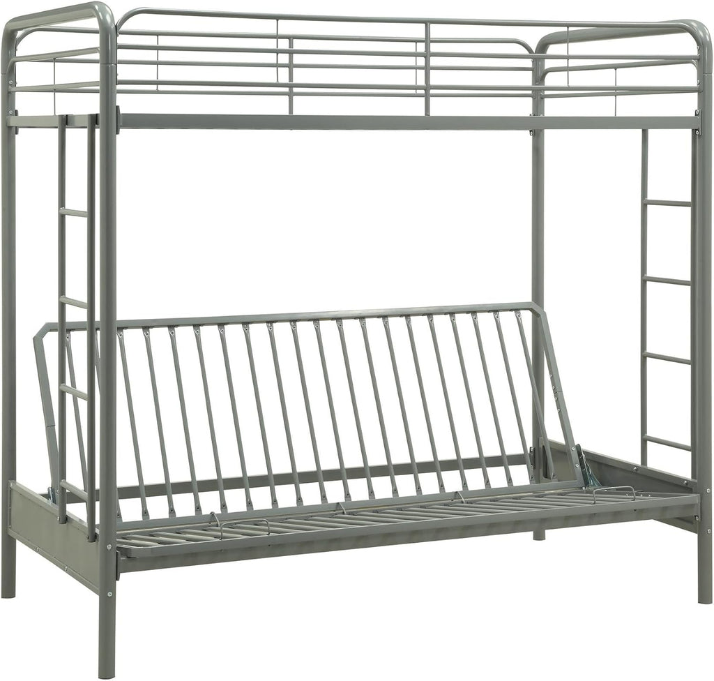 DHP Twin-Over-Futon Convertible Couch and Bed with Metal Frame, Ladder and Guardrails - Black - Grand Goldman