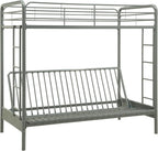 DHP Twin-Over-Futon Convertible Couch and Bed with Metal Frame, Ladder and Guardrails - Black - Grand Goldman