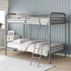 DHP Twin-Over-Futon Convertible Couch and Bed with Metal Frame, Ladder and Guardrails - Black - Grand Goldman
