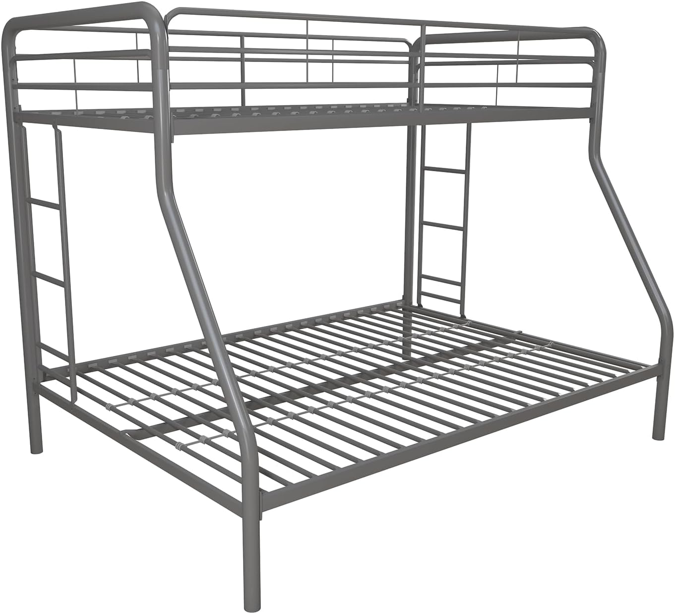 DHP Twin-Over-Futon Convertible Couch and Bed with Metal Frame, Ladder and Guardrails - Black - Grand Goldman