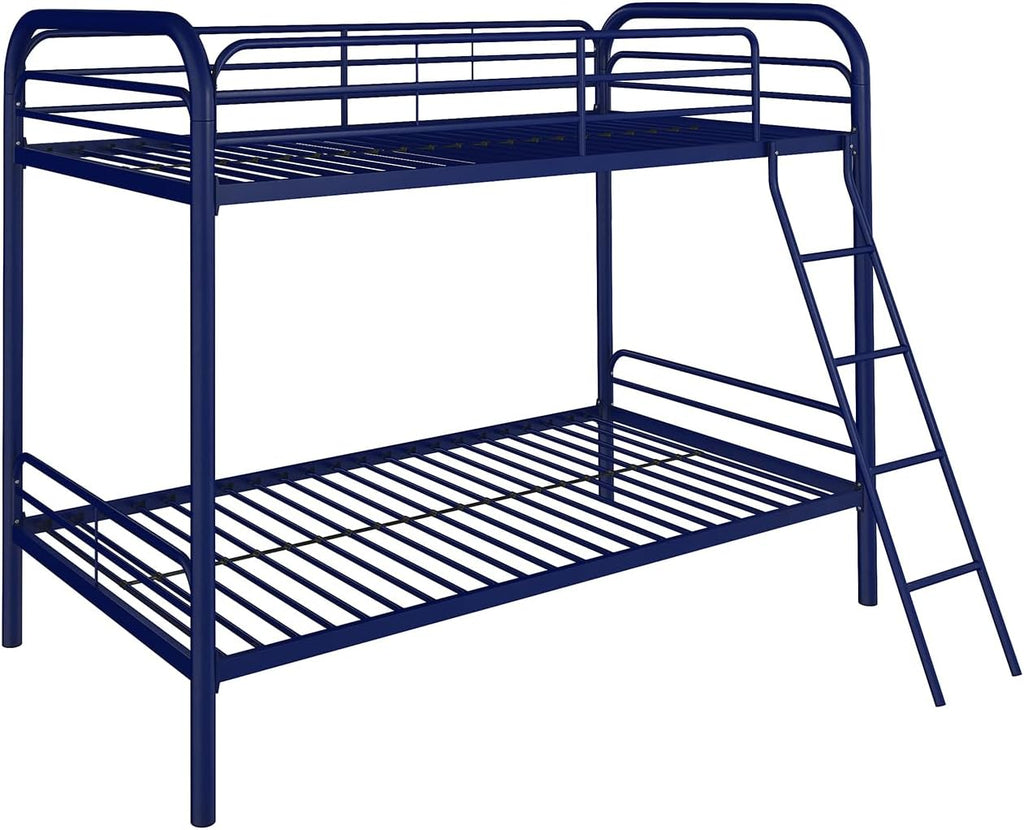 DHP Twin-Over-Futon Convertible Couch and Bed with Metal Frame, Ladder and Guardrails - Black - Grand Goldman