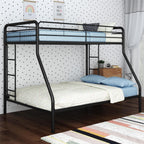 DHP Twin-Over-Futon Convertible Couch and Bed with Metal Frame, Ladder and Guardrails - Black - Grand Goldman