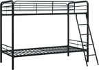 DHP Twin-Over-Futon Convertible Couch and Bed with Metal Frame, Ladder and Guardrails - Black - Grand Goldman