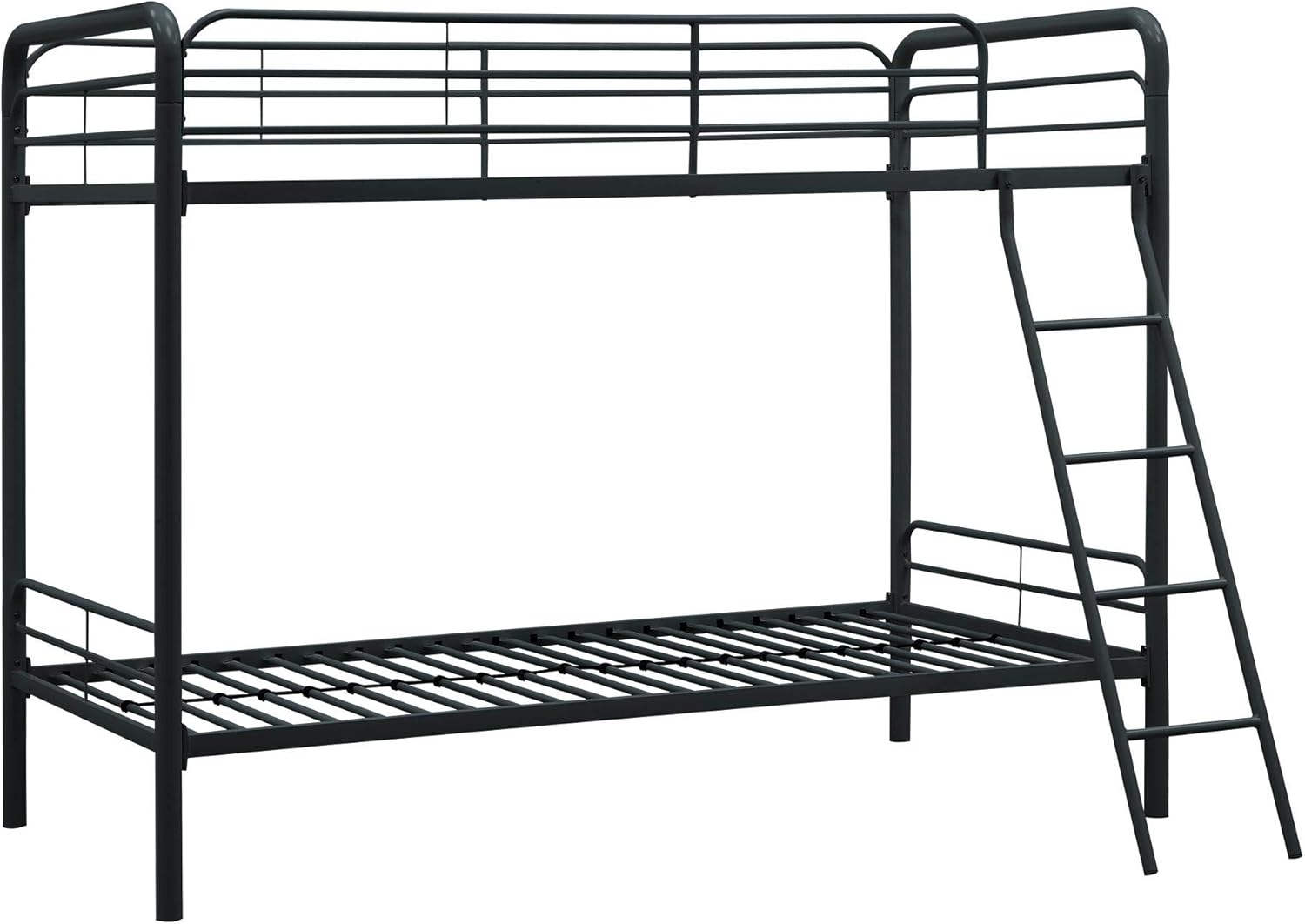 DHP Twin-Over-Futon Convertible Couch and Bed with Metal Frame, Ladder and Guardrails - Black - Grand Goldman