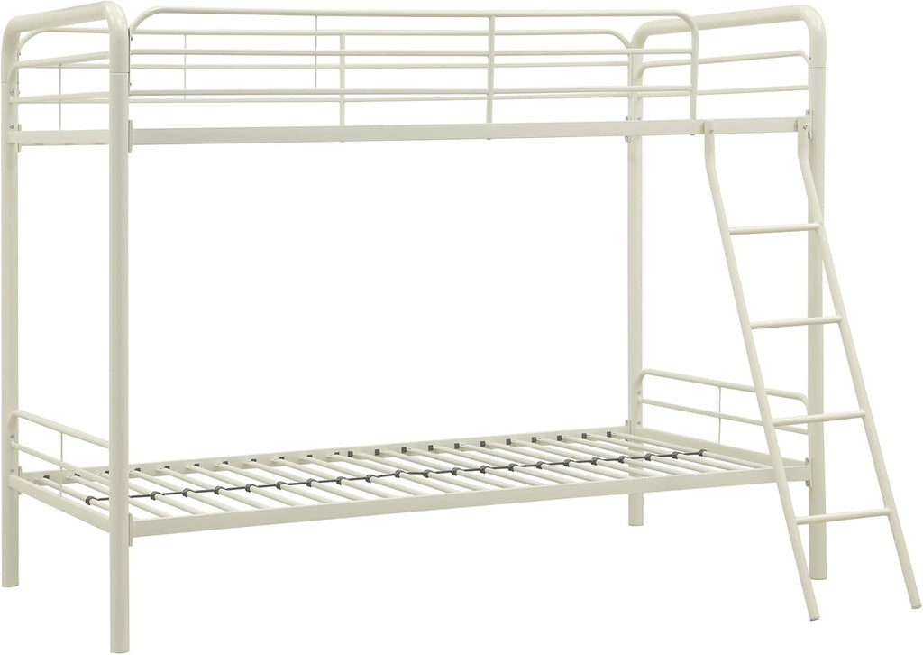 DHP Twin-Over-Futon Convertible Couch and Bed with Metal Frame, Ladder and Guardrails - Black - Grand Goldman
