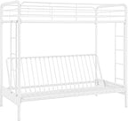 DHP Twin-Over-Futon Convertible Couch and Bed with Metal Frame, Ladder and Guardrails - Black - Grand Goldman