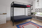 DHP Twin-Over-Futon Convertible Couch and Bed with Metal Frame, Ladder and Guardrails - Black - Grand Goldman
