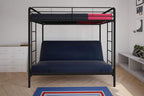 DHP Twin-Over-Futon Convertible Couch and Bed with Metal Frame, Ladder and Guardrails - Black - Grand Goldman