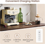 DICTAC Farmhouse Buffet Cabinet with Storage Coffee Bar Station Cabinet with Power Outlet and LED Light, Tall Bar Cabinets with Sliding Barn Door and Wine Glass Rack for Kitchen, Living Room,White - Grand Goldman