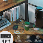 DICTAC Twin Metal Loft Bed with L-Shaped Desk, LED Lights,Charging Station LED Loft Bed Frame Twin Size with 3 Storage Shelves and 3 Fabric Drawers, Safety Guard & Ladder, No Box Spring Needed, Black - Grand Goldman