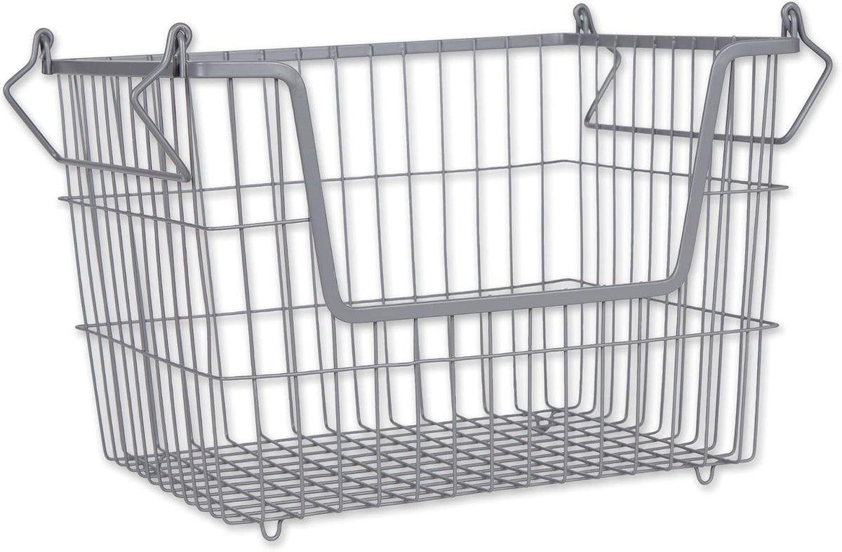 DII Metal Wire Mesh Stackable Utility Storage Bin, Small Round, 12x12x10", Black - Grand Goldman