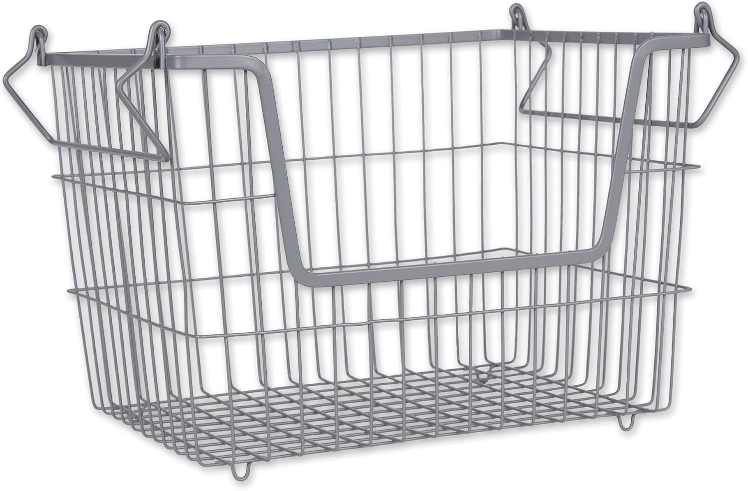 DII Metal Wire Mesh Stackable Utility Storage Bin, Small Round, 12x12x10", Black - Grand Goldman