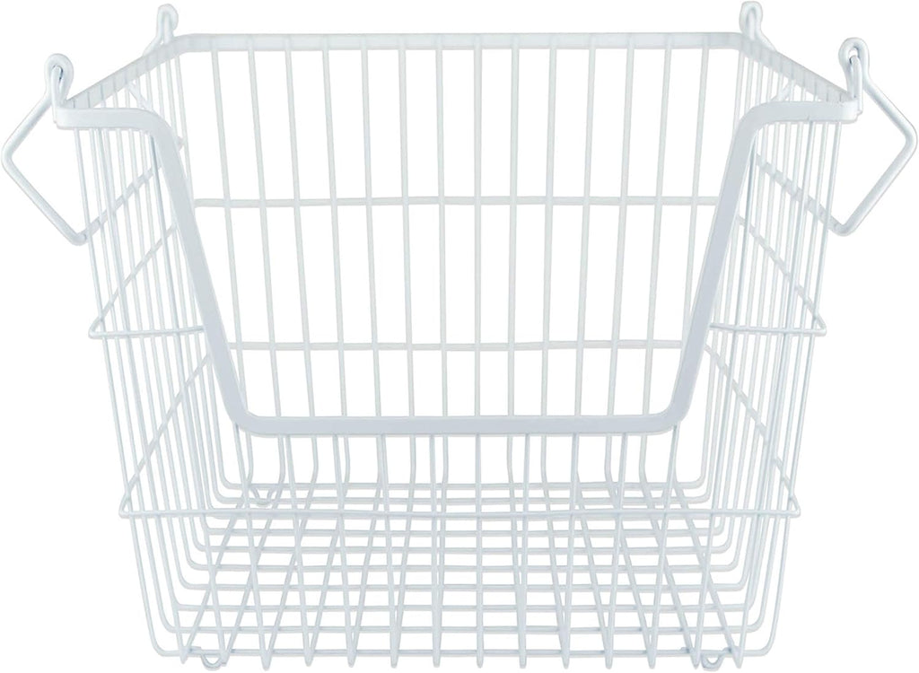 DII Metal Wire Mesh Stackable Utility Storage Bin, Small Round, 12x12x10", Black - Grand Goldman