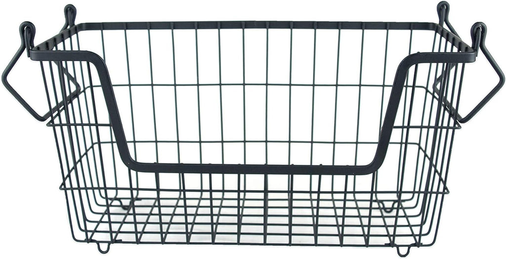 DII Metal Wire Mesh Stackable Utility Storage Bin, Small Round, 12x12x10", Black - Grand Goldman