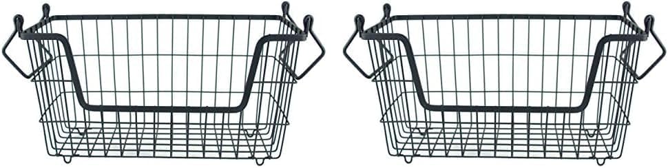 DII Metal Wire Mesh Stackable Utility Storage Bin, Small Round, 12x12x10", Black - Grand Goldman