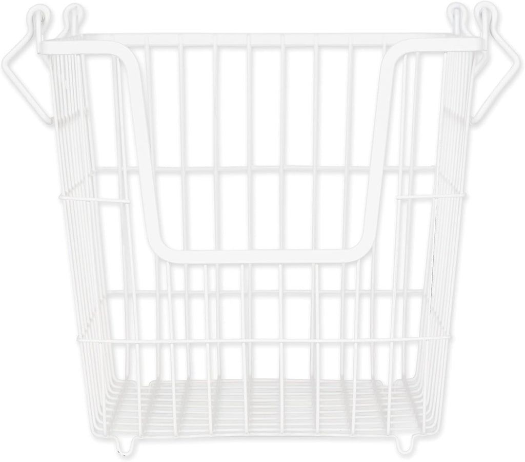 DII Metal Wire Mesh Stackable Utility Storage Bin, Small Round, 12x12x10", Black - Grand Goldman