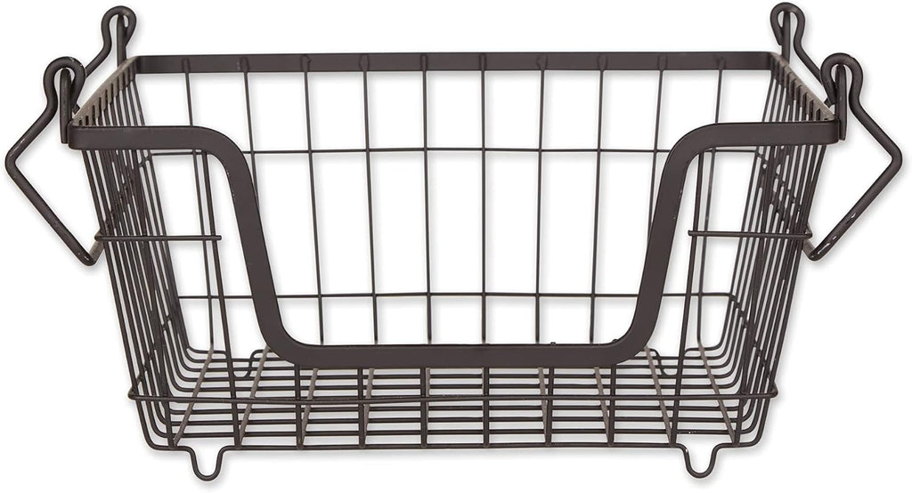 DII Metal Wire Mesh Stackable Utility Storage Bin, Small Round, 12x12x10", Black - Grand Goldman