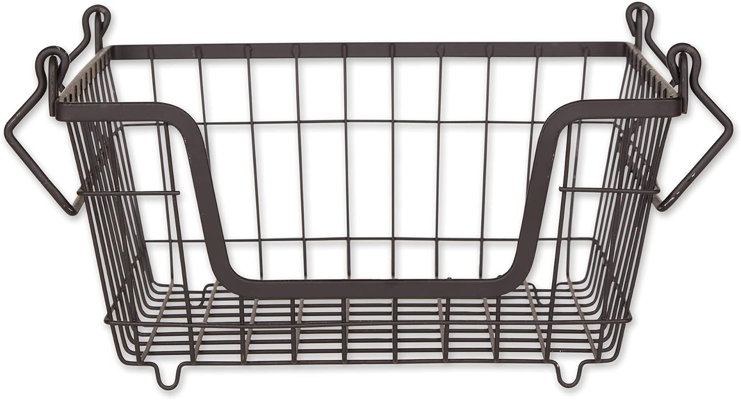 DII Metal Wire Mesh Stackable Utility Storage Bin, Small Round, 12x12x10", Black - Grand Goldman