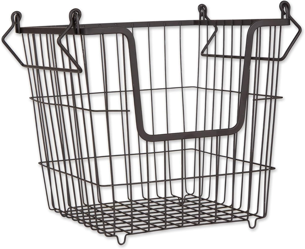 DII Metal Wire Mesh Stackable Utility Storage Bin, Small Round, 12x12x10", Black - Grand Goldman