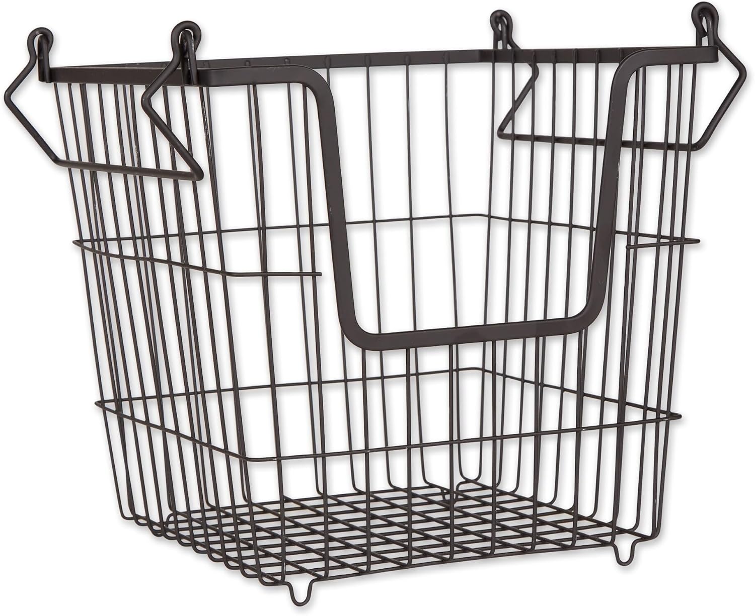 DII Metal Wire Mesh Stackable Utility Storage Bin, Small Round, 12x12x10", Black - Grand Goldman