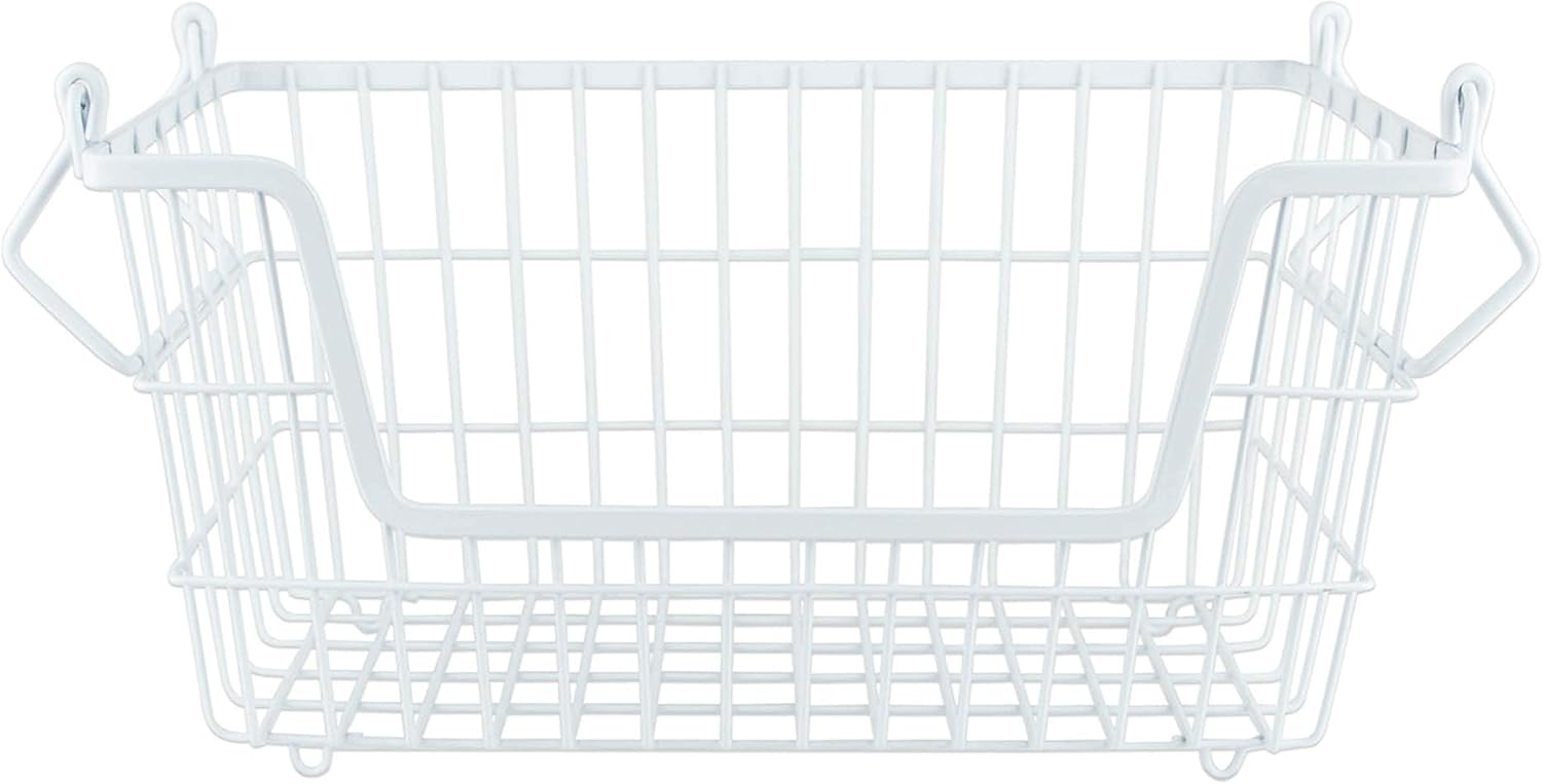 DII Metal Wire Mesh Stackable Utility Storage Bin, Small Round, 12x12x10", Black - Grand Goldman