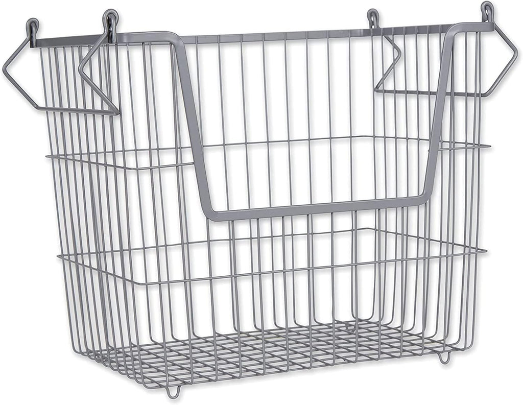 DII Metal Wire Mesh Stackable Utility Storage Bin, Small Round, 12x12x10", Black - Grand Goldman