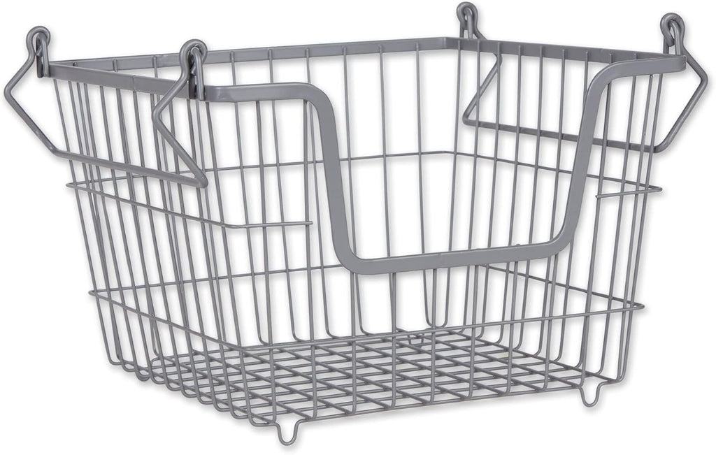 DII Metal Wire Mesh Stackable Utility Storage Bin, Small Round, 12x12x10", Black - Grand Goldman