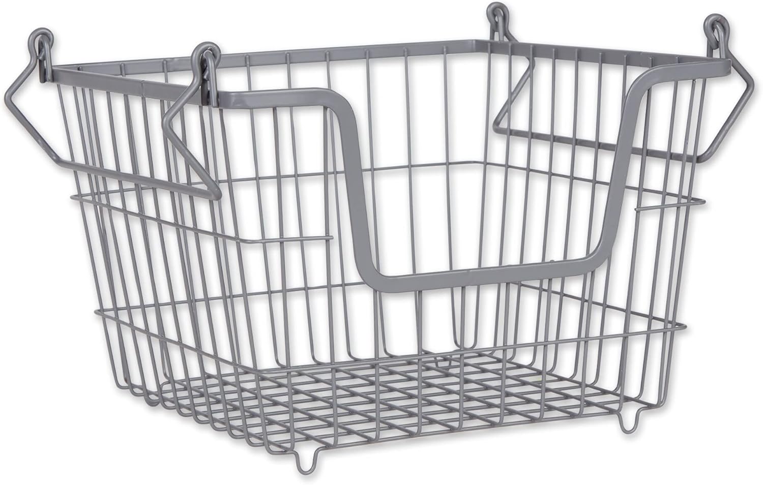 DII Metal Wire Mesh Stackable Utility Storage Bin, Small Round, 12x12x10", Black - Grand Goldman